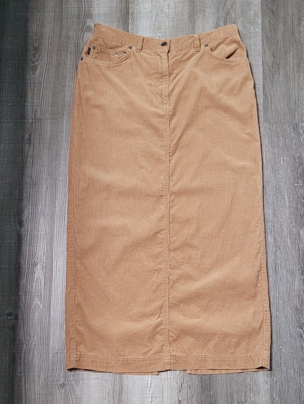 Vintage Lauren Jeans Co Ralph Lauren Tan Corduroy Slit Maxi Skirt Size 10